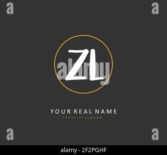 ZL Anfangsbuchstabenhandschrift und Signaturlogo. Ein Konzept handschriftlich Initiallogo mit Template-Element. Stock Vektor