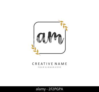 A M AM Initial Letter Handwriting und Signature Logo. Ein Konzept handschriftlich Initiallogo mit Template-Element. Stock Vektor