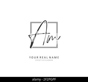 A M AM Initial Letter Handwriting und Signature Logo. Ein Konzept handschriftlich Initiallogo mit Template-Element. Stock Vektor