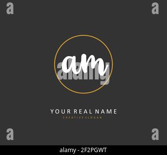 A M AM Initial Letter Handwriting und Signature Logo. Ein Konzept handschriftlich Initiallogo mit Template-Element. Stock Vektor