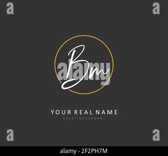 B M BM Anfangsbuchstabenhandschrift und Unterschriftenlogo. Ein Konzept handschriftlich Initiallogo mit Template-Element. Stock Vektor