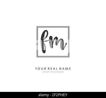 F M FM Initial Letter Handschrift und Unterschrift Logo. Ein Konzept handschriftlich Initiallogo mit Template-Element. Stock Vektor