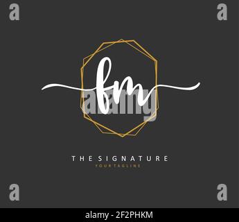 F M FM Initial Letter Handschrift und Unterschrift Logo. Ein Konzept handschriftlich Initiallogo mit Template-Element. Stock Vektor