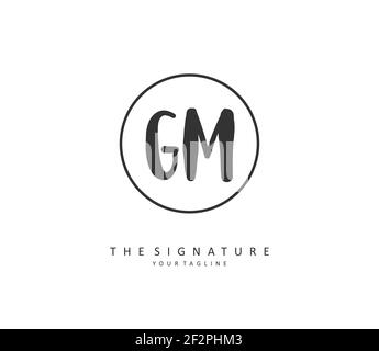 G M GM Initial Letter Handschrift und Unterschrift Logo. Ein Konzept handschriftlich Initiallogo mit Template-Element. Stock Vektor