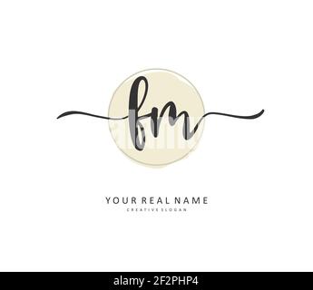 F M FM Initial Letter Handschrift und Unterschrift Logo. Ein Konzept handschriftlich Initiallogo mit Template-Element. Stock Vektor