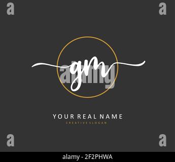 G M GM Initial Letter Handschrift und Unterschrift Logo. Ein Konzept handschriftlich Initiallogo mit Template-Element. Stock Vektor