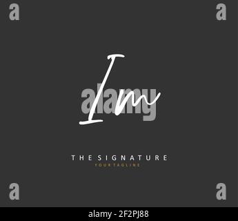 I M im Initial Letter Handwriting und Signature Logo. Ein Konzept handschriftlich Initiallogo mit Template-Element. Stock Vektor