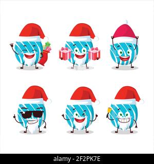Weihnachtsmann Emoticons mit cyan osterei Cartoon-Charakter. Vektorgrafik Stock Vektor