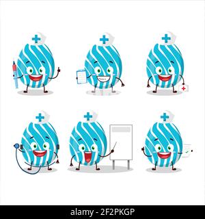 Arzt Beruf Emoticon mit cyan osterei Cartoon-Charakter. Vektorgrafik Stock Vektor