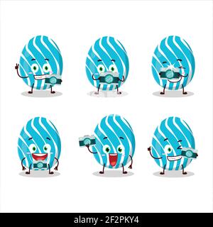 Fotograf Beruf Emoticon mit cyan ostern Ei Cartoon-Charakter. Vektorgrafik Stock Vektor