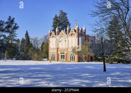 Gotisches Haus in Wörlitzer Park, Wörlitz, Sachsen-Anhalt, Deutschland Stockfoto