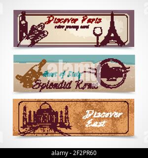 Weltdenkmal entdecken paris Ost im Herzen Italiens Splendid rome Banner setzen isolierte Vektorgrafik Stock Vektor