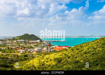 Panorama von Marigot in Saint Martin in der Karibik Stockfoto