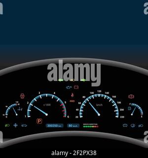 Auto Armaturenbrett moderne Automobil-Steuerung beleuchtete Panel  Geschwindigkeit Anzeige Vektor Abbildung Stock-Vektorgrafik - Alamy