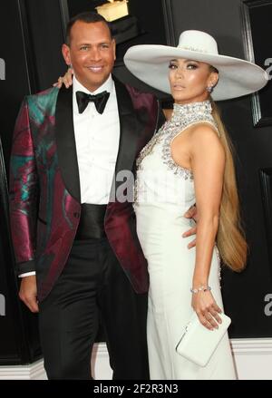 10. Februar 2019 - Los Angeles, Kalifornien, USA - ALEX RODRIGUEZ und JENNIFER LOPEZ bei den jährlichen GRAMMY Awards 61st im Staples Center. (Bild: © AdMedia via ZUMA Wire) Stockfoto