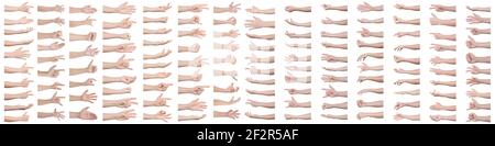Super Satz von Mann Hände Gesten isoliert auf weißem Hintergrund. Mit Clipping-Pfad. Stockfoto
