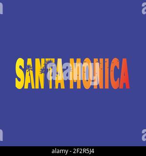 Santa Monica T-Shirt-Design für den Druck. Vektorgrafik Stock Vektor