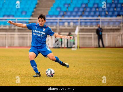 Seoul, Südkorea. März 2021, 7th. Park DAE-Won (Suwon Samsung Bluewings FC), Mar 7, 2021 - Fußball: Die 2nd Runde des 2021 K League 1 Fußballspiels zwischen Suwon Samsung Bluewings FC 1-0 Seongnam FC im Suwon World Cup Stadium in Suwon, südlich von Seoul, Südkorea. Kredit: Lee Jae-won/AFLO/Alamy Live Nachrichten Stockfoto