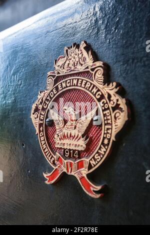 Alte Lokomotive Detail, Lachlan Valley Railway Museum, Cowra, NSW Australien Stockfoto