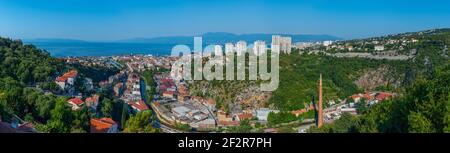 Luftaufnahme von Rijeka mit Festung Trsat, Kroatien Stockfoto