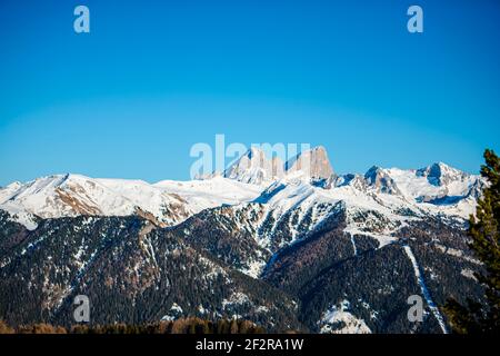 Winterlandschaft in den Dolomiten Stockfoto