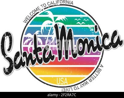 Santa Monica Sport Strand Typografie, T-Shirt Grafiken, Vektoren Stock Vektor