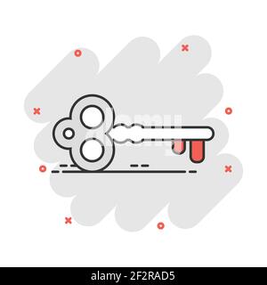 Vektor cartoon Schlüsselsymbol im Comic-stil. Geheime Stichwort zeichen Abbildung Piktogramm. Wichtige geschäftliche splash Wirkung Konzept. Stock Vektor