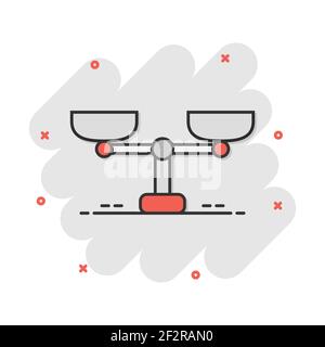 Vektor cartoon Waage Waage Symbol im Comic-stil. Waage zeichen Abbildung Piktogramm. Balance business splash Wirkung Konzept. Stock Vektor