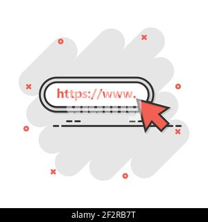 Cartoon farbige gehen zu Web-Symbol im Comic-Stil. Abbildung der Globe-Suche: Piktogramm. WWW url sign Splash Business concept. Stock Vektor