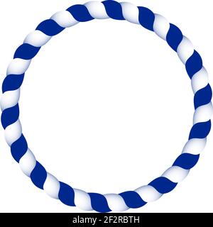 Nautische Kordel- oder Seilbordüre in blauem und weißem Gradient als Vektor auf einem isolierten weißen Hintergrund. Verwendbar für Hintergründe, Tapete. Stock Vektor