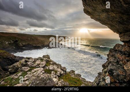 Pendeen; Blick entlang der Küste; Cornwall; Großbritannien Stockfoto