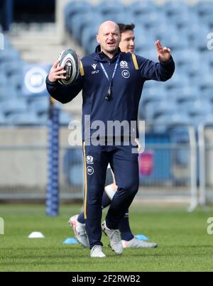 Schottland-Cheftrainer Gregor Townsend während des Kapitäns-Laufs im BT Murrayfield Stadium, Edinburgh. Bilddatum: Samstag, 13. März 2021. Stockfoto