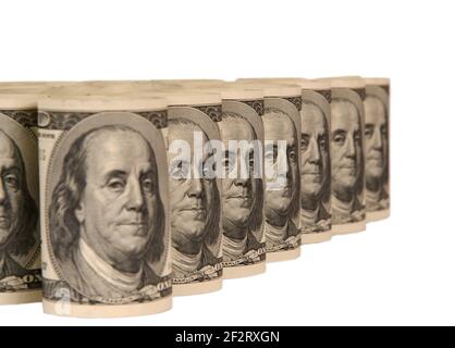 Hundert Dollar Scheine Geldstapel Stockfoto