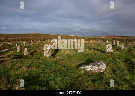 Tregeseal East Stone Circle; St Just; Cornwall; Großbritannien Stockfoto