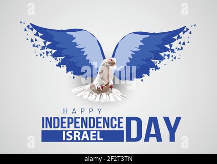 Happy Independence Day israel. Taube mit israel Flagge Flügel. vektor-Illustration Stock Vektor