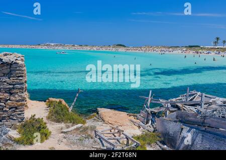 Blick auf den Strand der Insel Formentera (Spanien) Stockfoto