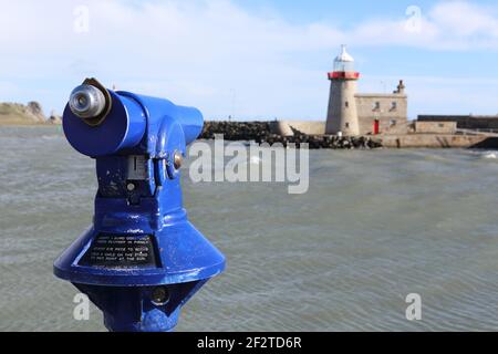 Teleskop auf Howth Harbor, Irland Stockfoto