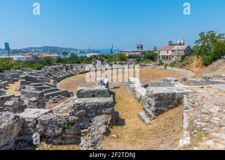Römisches Amphitheater im antiken Salona in der Nähe von Split, Kroatien Stockfoto