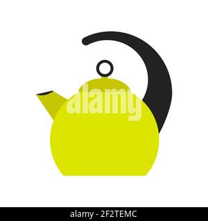 Küche Teekanne Vektor Illustration Wasserkocher Tee Tasse Silhouette Design. Symbol für das Symbol für das Symbol für das Symbol für die Teekanne für isolierte Getränkedose. Cafe Essen Schild Utensil w Stock Vektor