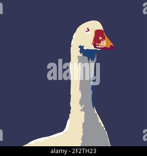 Modisches Gänseduck-Muster. Isolierte Gänsehilhouette. Pantone Farbpalette für Herbst und Winter 2020. Vektorgrafik. EPS 10 Stock Vektor