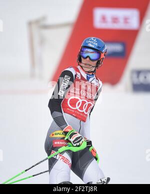 Petra Vlhova aus der Slowakei reagiert nach dem Überqueren der Ziellinie nach dem zweiten Lauf des Damen-Slalom-Rennens des FIS Ski Alpine World Cup in Are, Schweden, am 13. März 2021.Foto: Pontus Lundahl / TT / kod 10050 *SWEDEN OUT* Stockfoto