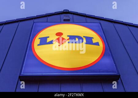 Discounter Lidl, Logo, Schild, Deutschland, Europa Stockfoto