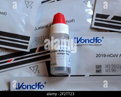 Wondfo Covid-19 oder Corona Antigen Test für schnelle Tests Stockfoto