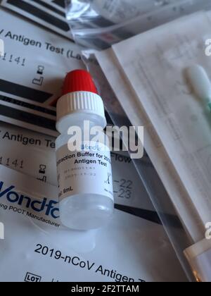 Wondfo Covid-19 oder Corona Antigen Test für schnelle Tests Stockfoto