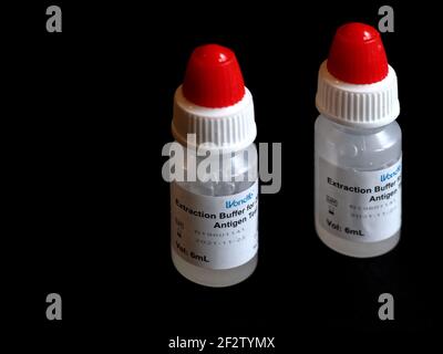 Wondfo Covid-19 oder Corona Antigen Test für schnelle Tests Stockfoto