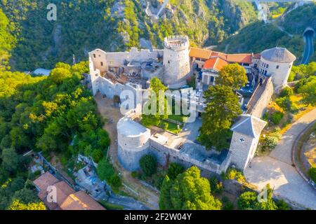 Luftaufnahme der Festung Trsat in Rijeka, Kroatien Stockfoto