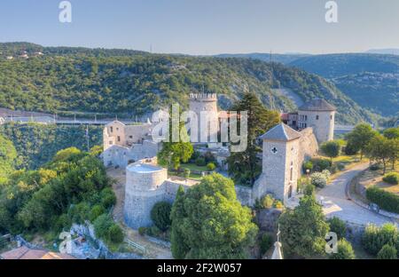 Luftaufnahme der Festung Trsat in Rijeka, Kroatien Stockfoto