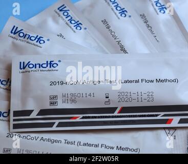Wondfo Covid-19 oder Corona Antigen Test für schnelle Tests Stockfoto