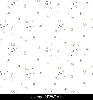 Nahtloses Blumenmuster mit winzigen kleinen Blüten auf Weiß. Stock Vektor