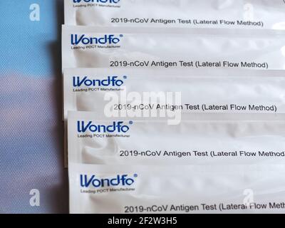 Wondfo Covid-19 oder Corona Antigen Test für schnelle Tests Stockfoto